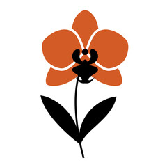 Minimalist Mid Century Modern Flower Vector Illustration on White Background.