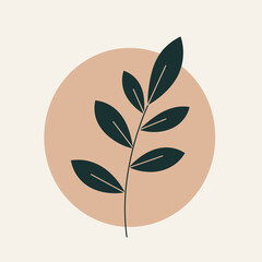 Minimalist Mid Century Modern Flower Vector Illustration on White Background.