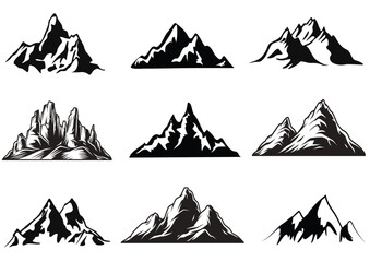 Mountain Silhouette Vector Illustration collection set