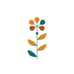 Minimalist Mid Century Modern Flower Vector Illustration on White Background.