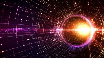 Obraz premium Abstract Grid Tunnel Of Light And Energy
