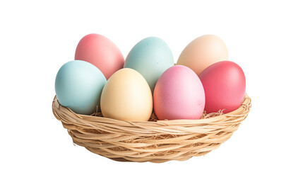 Pastel Easter Eggs in a Nest  Spring Holiday Decoration.
