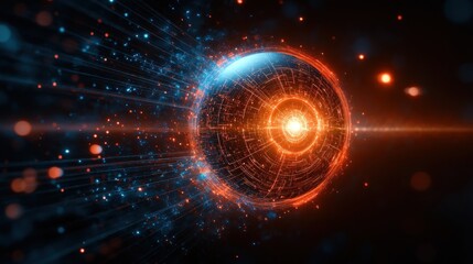 Obraz premium Glowing orb with energy streams.