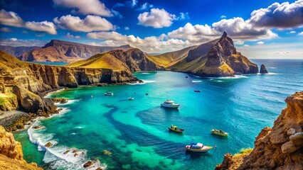 Obraz premium Panoramic Escamocha Landscape: Dramatic Cliffs & Coastal Serenity
