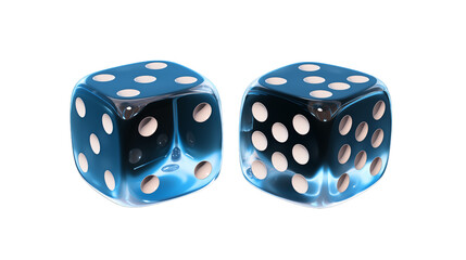 Two dice with black dots isolated on a transparent background