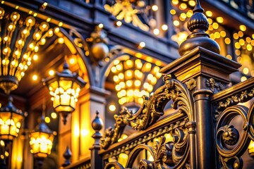 Obraz premium Glittering Vintage Gold & Black Lights Background: Elegant Festive Architectural Photography