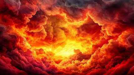 Dramatic Fiery Sunset Abstract with Clouds