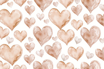 Soft watercolor hearts, neutral color palette, romantic pattern, perfect for wedding invitations, love-themed designs.