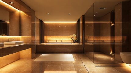Sleek Contemporary Bathroom Design with Elegant Lighting Features