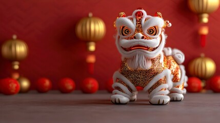Obraz premium Vibrant Lion Dance Sculpture for Celebrations