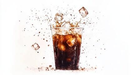 Artistic set of coffee beans and coffee cup drinks isolated on white background,hand-drawn vector,hot coffee drinks,cafe shop,modern flat design,Fashionable and cute coffee motif concept.