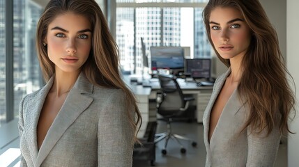 Young and charismatic business woman elite, exuding professionalism and sophistication in a contemporary work environment.