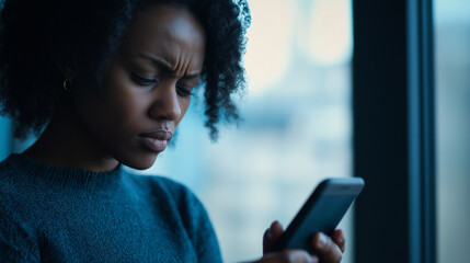 Frustrated individual clutching a smartphone, reflecting on the challenges of modern technology and communication.