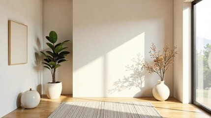 Serene Minimalist Room Interior Design with Natural Light and Stylish Decor