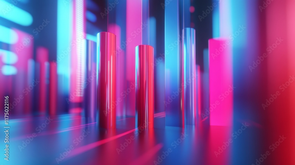 Aufkleber a professional d bar graph with smooth, glossy bars in shades of red and blue, showing the increasin