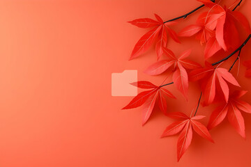 Obraz premium Red Leaves Autumn Illustration Background