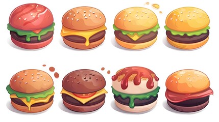 Delicious Assortment of Colorful and Mouthwatering Hamburgers Showcasing Different Styles and Ingredients
