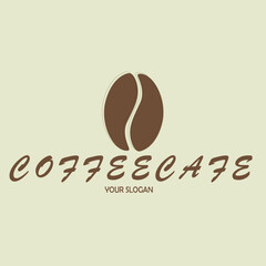 Coffee beans logo template vector image. Coffee shop logo vector illustration. 