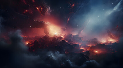 Naklejka premium Digital space with milky way and nebula abstract graphic poster 