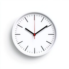 Modern Wall Clock with Striking Red Hands Against a Clean White Background Creating a Minimalist and Contemporary Home Decor Element