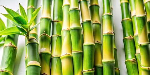 Fototapeta premium Dark and dramatic food photography showcases fresh bamboo shoots, isolated on white, perfect for Asian cuisine recipes.