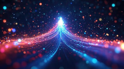 Starry Night and Fiber Optics: New Year Christmas Tree