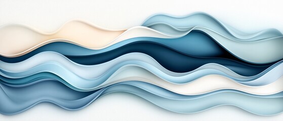 Fototapeta premium Abstract Blue and White Wave Pattern Modern Fluid Design Smooth Curves Elegant Background