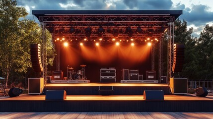 Obraz premium Outdoor Concert Stage at Dusk: Ready for a Show