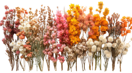 dried wild flowers isolated on white background