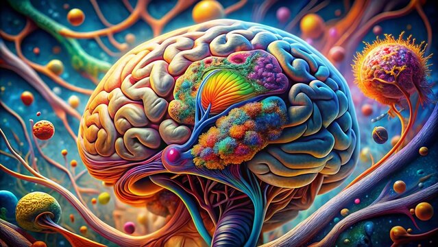Panoramic View of Human Brain Cerebral Peduncles - Detailed Neurological Anatomy