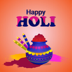 Illustration of colorful Happy Holi. Vector of Indian hindu festival of colors with creative frames and text of holi.