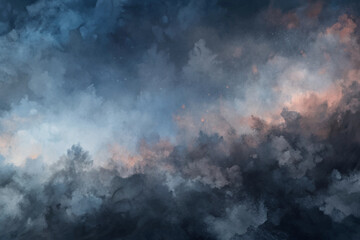 Abstract cloud formation, dramatic color palette, ethereal atmosphere, artistic background, digital painting style.