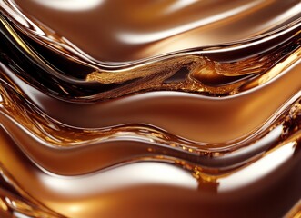 Chocolate background, chocolate swirls and waves, chocolate liquid, abstract chocolate background, shiny texture of melted chocolate with realistic details, high resolution, high detail, high quality,