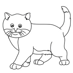 Cute cartoon hand drawn vector cat outline.