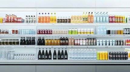Refrigerated Beverage Selection In Modern Grocery Store