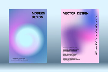 Set for liquid on colorful background. Bright mesh blurred pattern in pink, blue, green tones. Fashionable advertising vector in retro for book, annual, mobile interface, web application.
