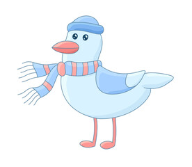Clip art with Cute Bird Wearing Winter Clothes