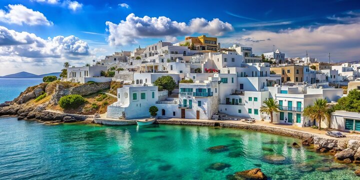 Panoramic View of Paros Island, Greece: Stunning Aegean Sea Coastline and Cycladic Architecture