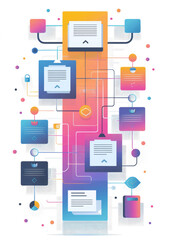 Flowchart, the process of transition from paper to digital document flow.