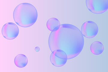 Abstract modern realistic gradient bubbles for wallpaper design. 3D gradient background. Drawing style. Trendy vector style.