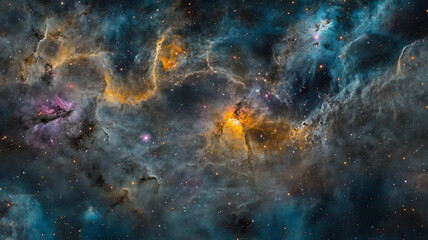 Fototapeta premium Celestial landscape with star clusters in surreal colors 