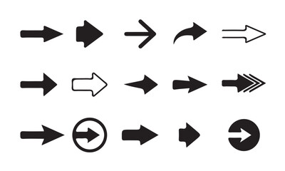 Collection different arrows sign. Black vector arrows icons. Modern simple arrows. Vector illustration eps 10