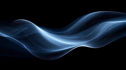 Holographic waves creating a dynamic flow of light during a digital art exhibition at night