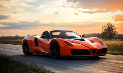 Fototapeta premium A sport car on an open road