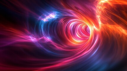 Holographic swirl of vibrant colors creating a mesmerizing cosmic tunnel effect