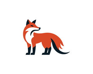 Obraz premium Colorful fox logo design icon symbol vector illustration