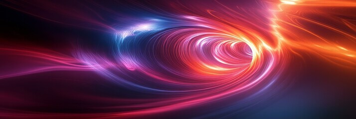 Obraz premium Vibrant holographic swirl creating a mesmerizing visual effect in deep space atmosphere at twilight