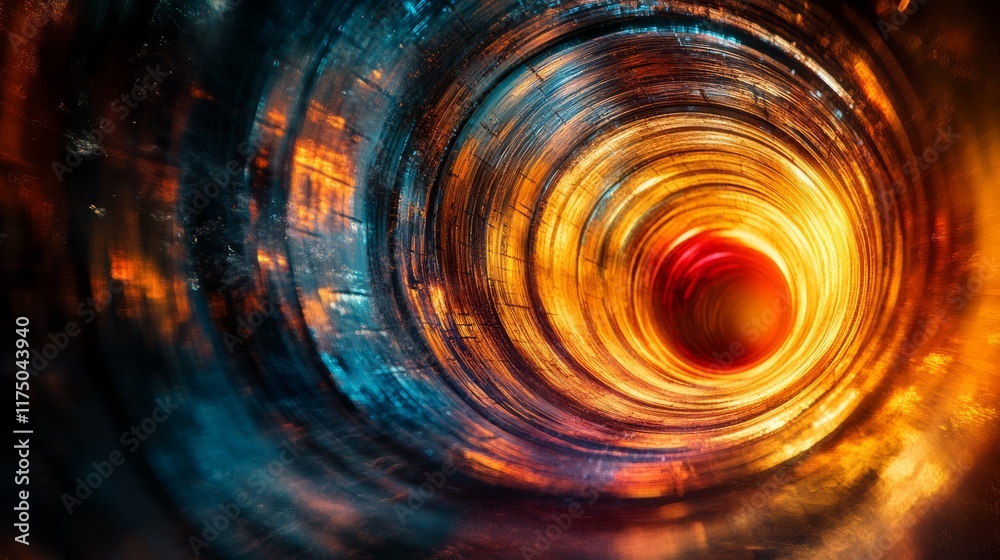 Poster Holographic tunnel with glowing colors creating a mesmerizing visual effect in a futuristic setting