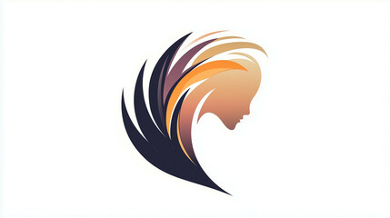 Obraz premium Abstract hijab-inspired logo with sharp lines and fluid transitions in bold earthy colors, set against a clean white backdrop for a striking minimalist style.