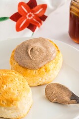 Freshly baked biscuits with cinnamon butter.